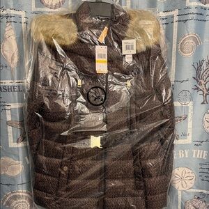 Michael Kors Brown Logo Puffer Jacket